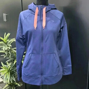 The North Face Hoodie,fleece lined,full zip, pouch pockets,thumb holes,drawcord